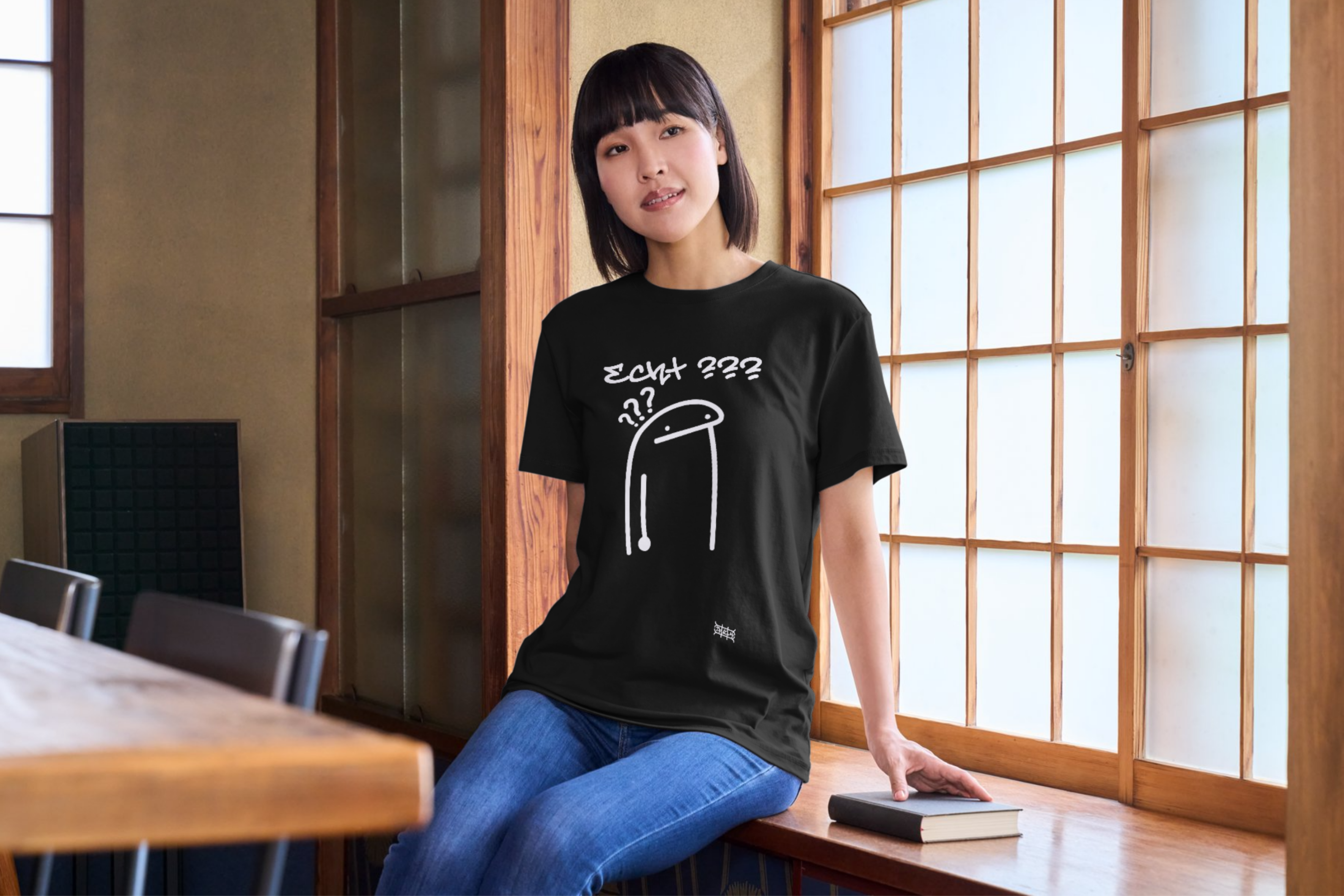 "Echt ???" Lustiges Statement T-Shirt - 100% Baumwolle