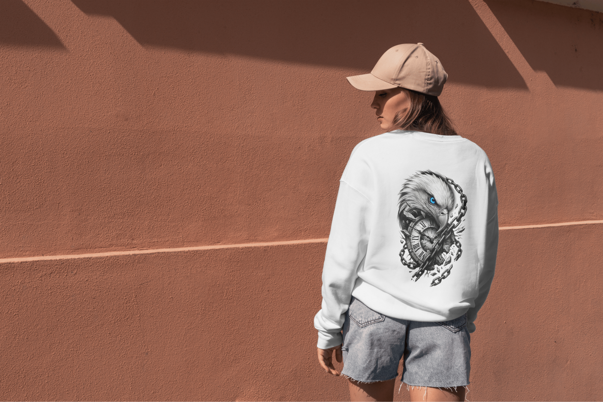 Adler & Uhr Sweatshirt - Rückseite | Tattoo Art Design